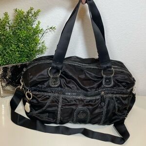 KIPLING Grilla Girlz Black Nylon with Metallic Silver‎ Trims Duffle Bag